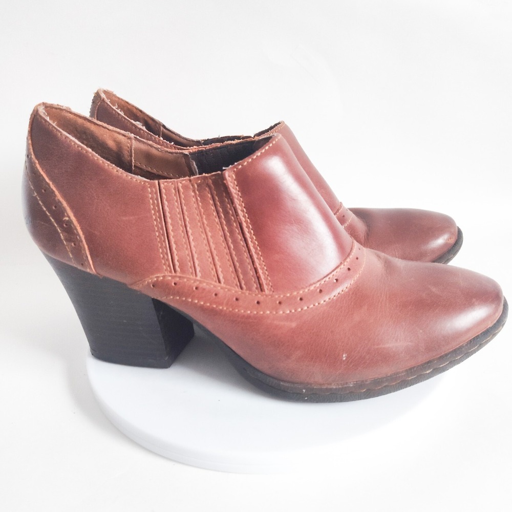 Born Shooties Size 8.5 Brown Western Leather Comfortable Closed Toe Comfort